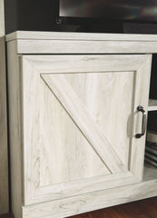 Bellaby - 63" TV Stand With Faux Firebrick Fireplace Insert - Whitewash