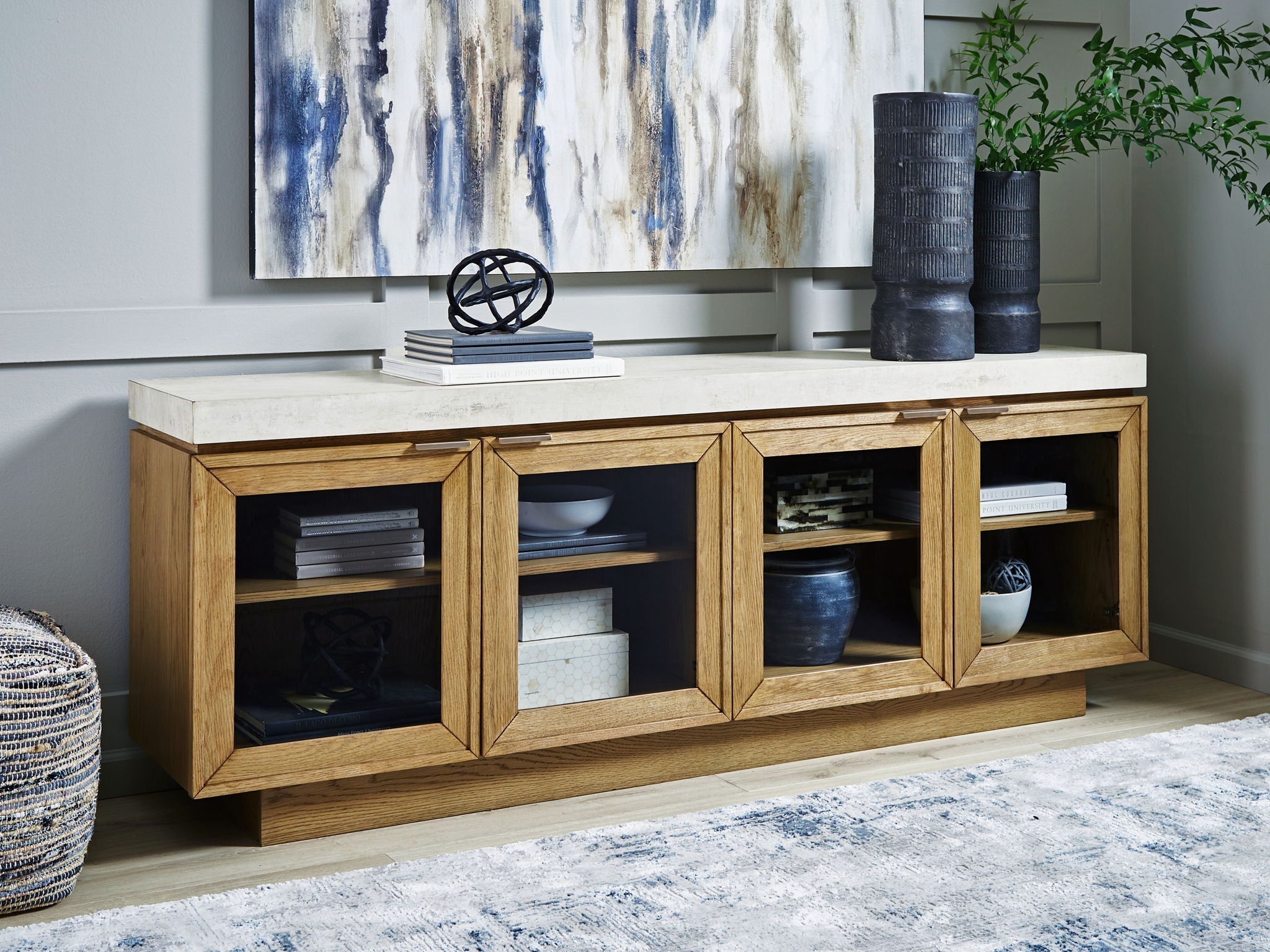 Adanworth - Accent Cabinet - Light Brown / Gray