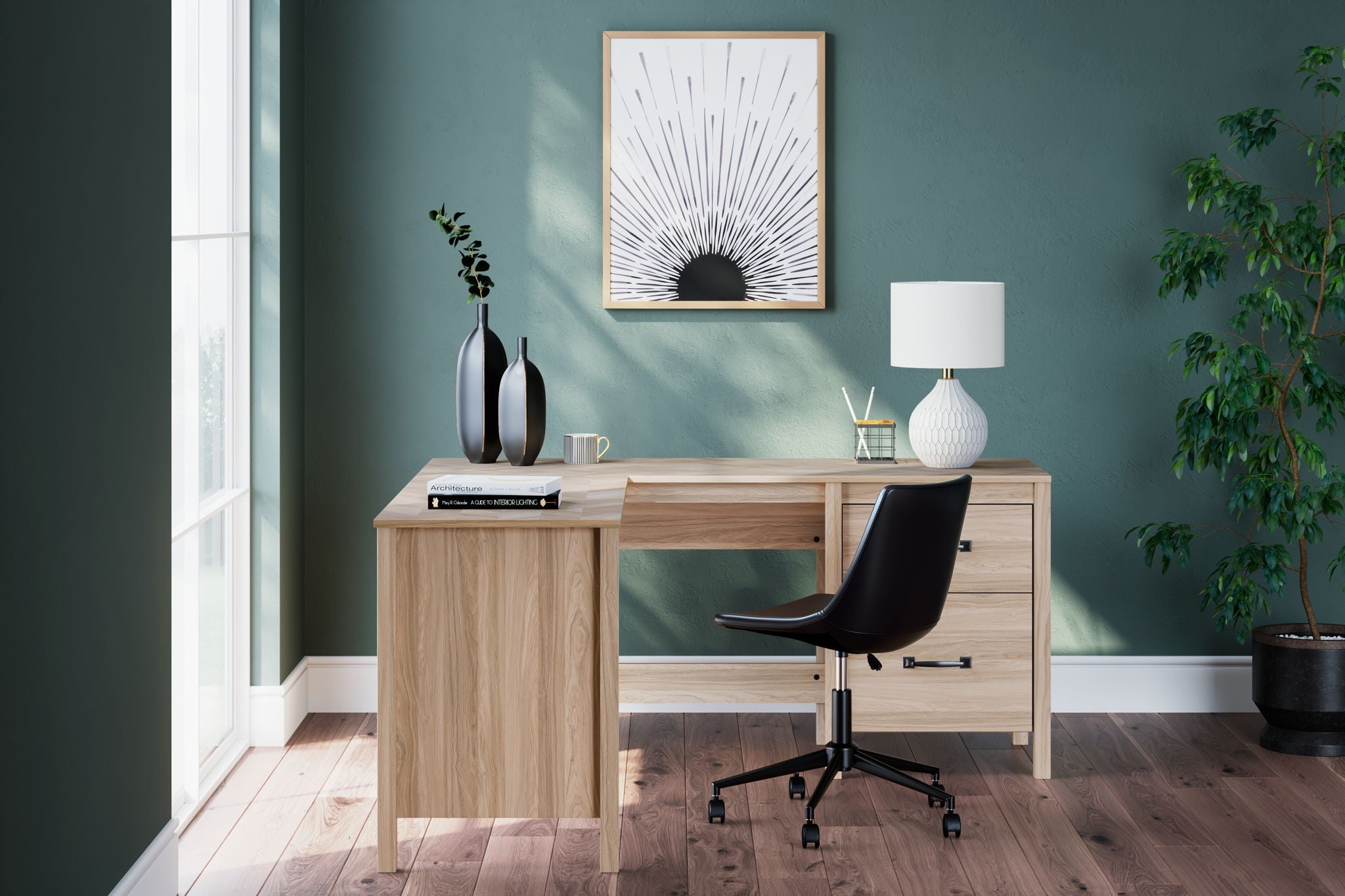 Battelle - 60" Home Office Desk With Return - Tan