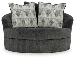 Biddeford - Oversized Swivel Accent Chair - Shadow