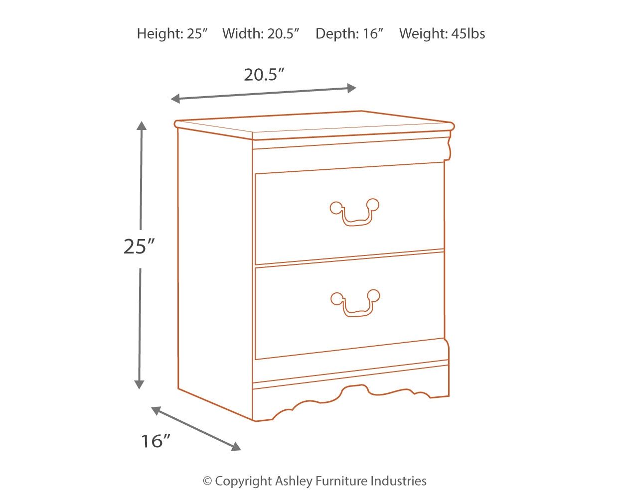 Anarasia - Two Drawer Night Stand - White
